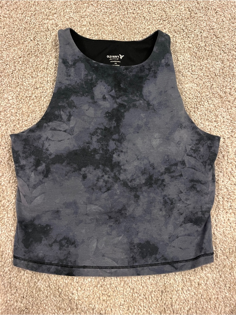 Old Navy Black Tie-Dye Cropped Athletic Tank